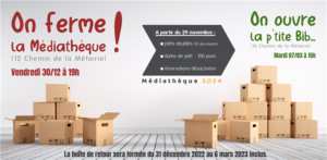 Info Médiathèque fermée en janvier et en février: cthual